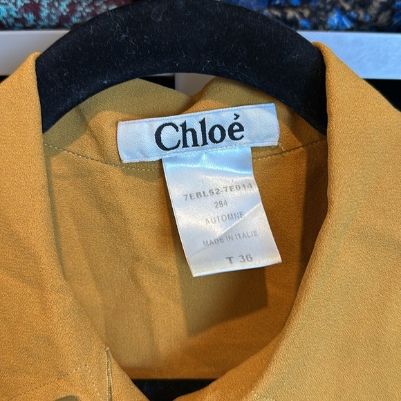 Vintage Chloe mustard long sleeve button down blouse size 6 - Picture 2 of 3